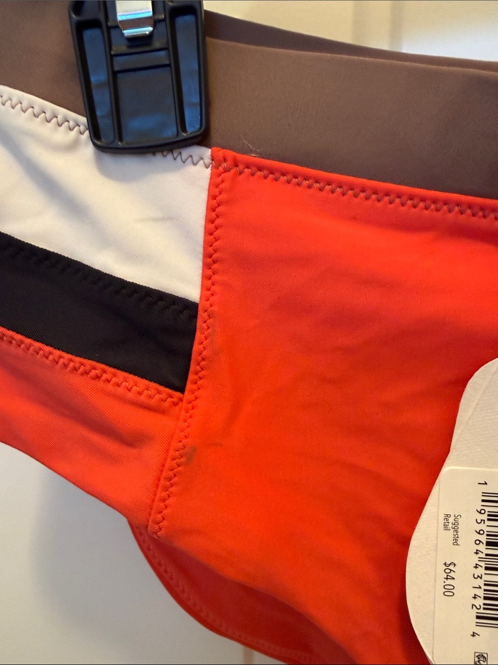 Prana Red Briefs with Tan Waistband and Black & White Accents - Picture 3 of 5